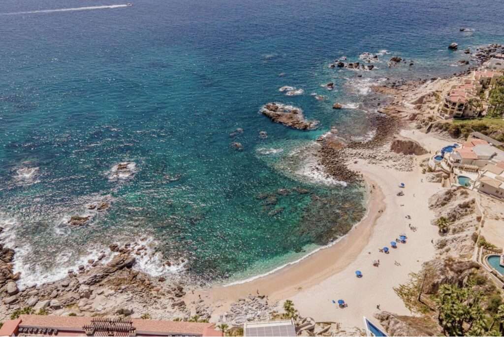 Los Cabos Cabo Bello Cabo Bello is a gated community w pristine swimmable beach and convenient short distance to downtown marina w also easy access to San Jose del Cabo. There are medical services, grocery stores, fine dining, spas and top-level golf courses within minutes. World renowned Monuments surf break is just around the corner from the Cabo Bello beach. Casa 132 is a Contemporary design 2 story home 4 bed, 5 bath w roof top terrace (Arch – 132 Paseo Baja, Cabo Corridor, BS