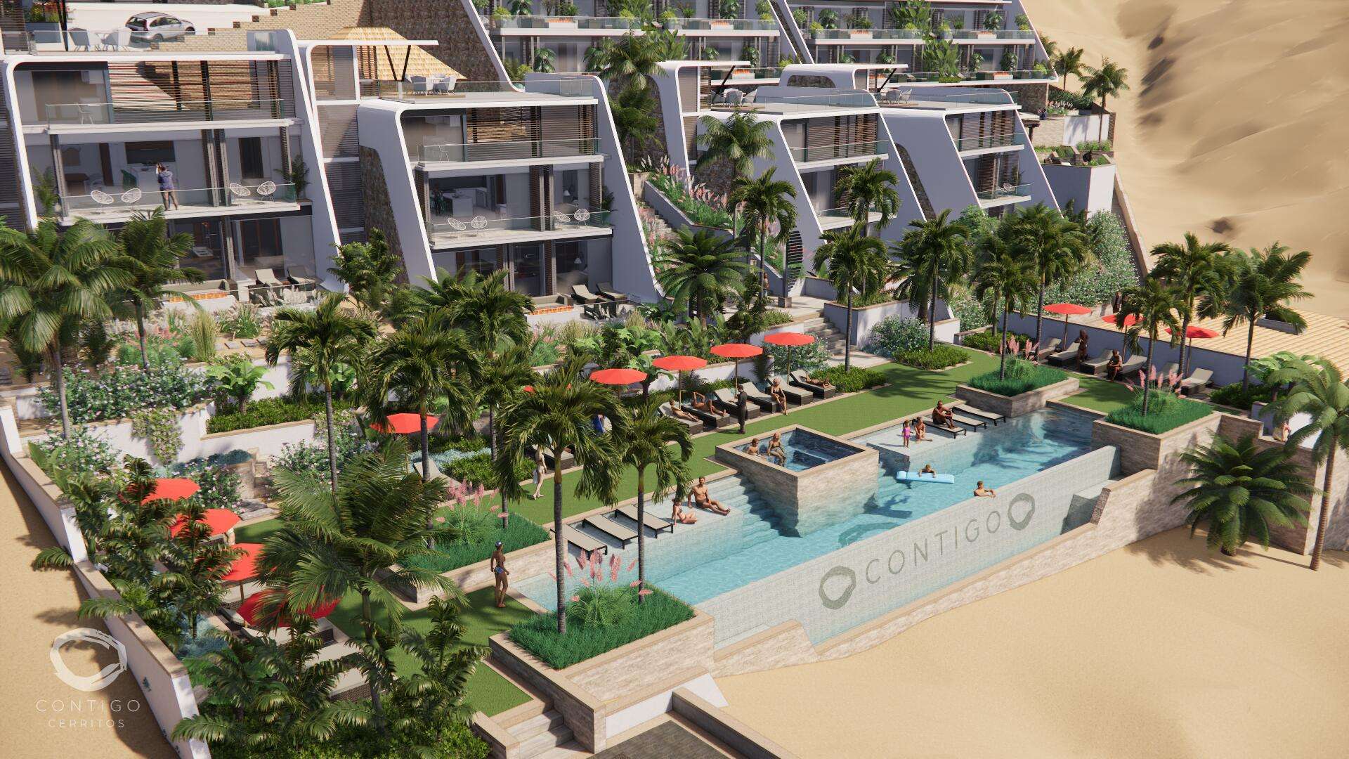 Los Cabos Contigo Cerritos Introducing Contigo Cerritos -- a new benchmark for oceanfront living on the Pacific side of Baja. Set along one of the most stunning stretches of coastline between Cerritos Beach and Pescadero, this is true oceanfront - expansive horizon lines, uninterrupted Pacific for sale