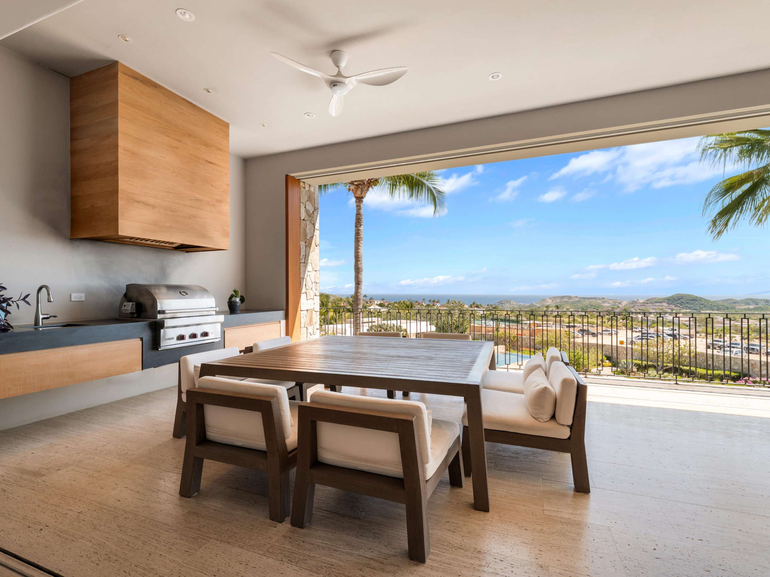 Los Cabos Section 6- Las Verandas Discover refined living in Verandas B-201, a beautifully appointed 4-bedroom, 4.5-bath residence ideally located within Querencia's most sought-after enclave. This elegant second-floor home seamlessly combines modern luxury with the warmth of coastal living, offering expansive interior and exterior spaces designed for both relaxation and entertainment.B-201 has been thoughtfully modified to include a private maid's/nanny's quarters and a dedicated office, enhancing functionality and versatility for full-time residents or those seeking additional service and work space. The open-concept layout flows from a chef's kitchen to the generous living and dining areas, all extending toward an oversized covered terrace that captures panoramic ocean, golf course, and desert for sale