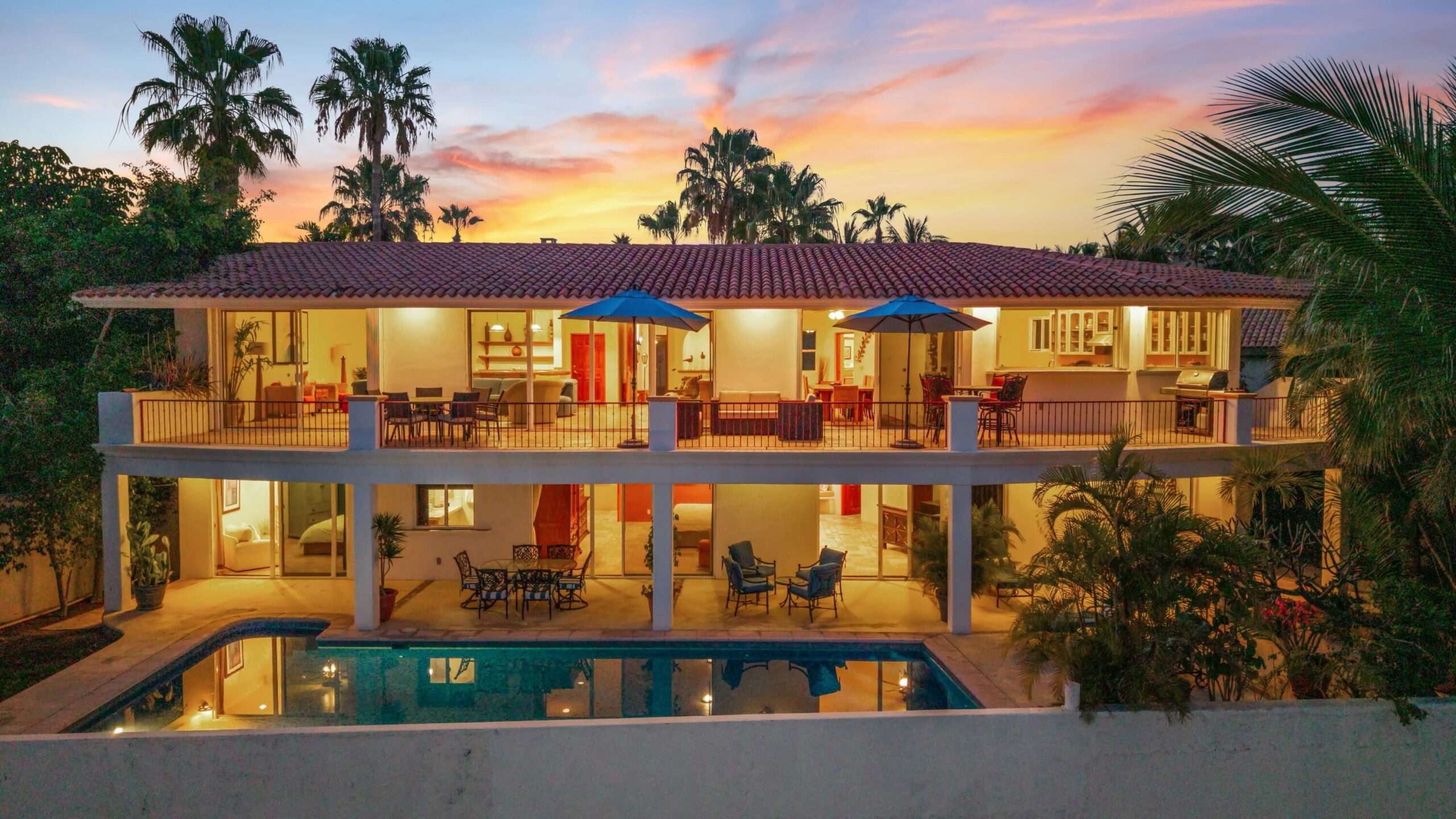 Los Cabos La Noria One of the first homes built in La Noria, within the amenity rich development of Puerto Los Cabos, this very unique two bedroom, two bath home, followed the Hacienda style's original design guidelines, with a large entry courtyard, rooms to the sides and opening to the main living area, kitchen and outdoor patio/deck.The initial concept and plans were designed with a third bedroom in mind, to be built at a different time, yet the functionality of the two bedroom house ended up suiting its owners well and thus house did not grow within the still remaining buildable area of the homesite.Subsequently, a second design concept was planned, to build a second level master bedroom with panoramic – 13B Los Frailes, San Jose del Cabo, BS