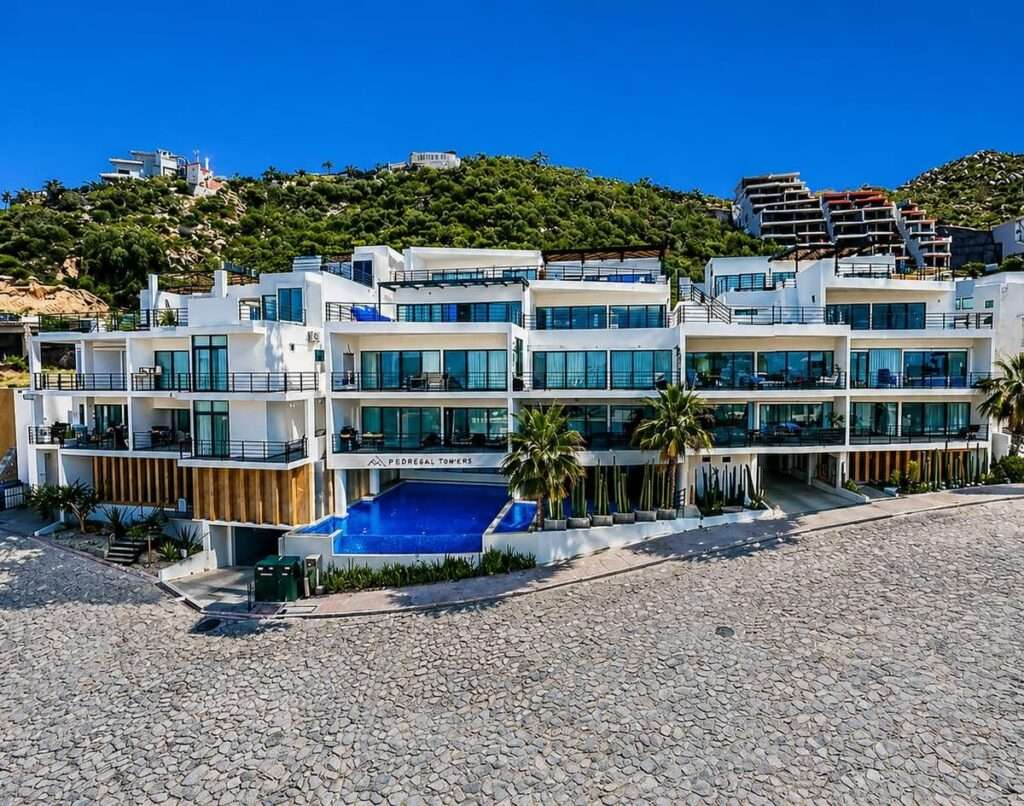 Los Cabos Pedregal Towers Pedregal Towers A03 is a rare 3BR/3BA condo in Cabo San Lucas exclusive Pedregal community, walkable to downtown and the marina. Floor-to-ceiling sliding doors connect the living area to a private terrace with city/mountain – Camino del Colegio, Cabo San Lucas, BS