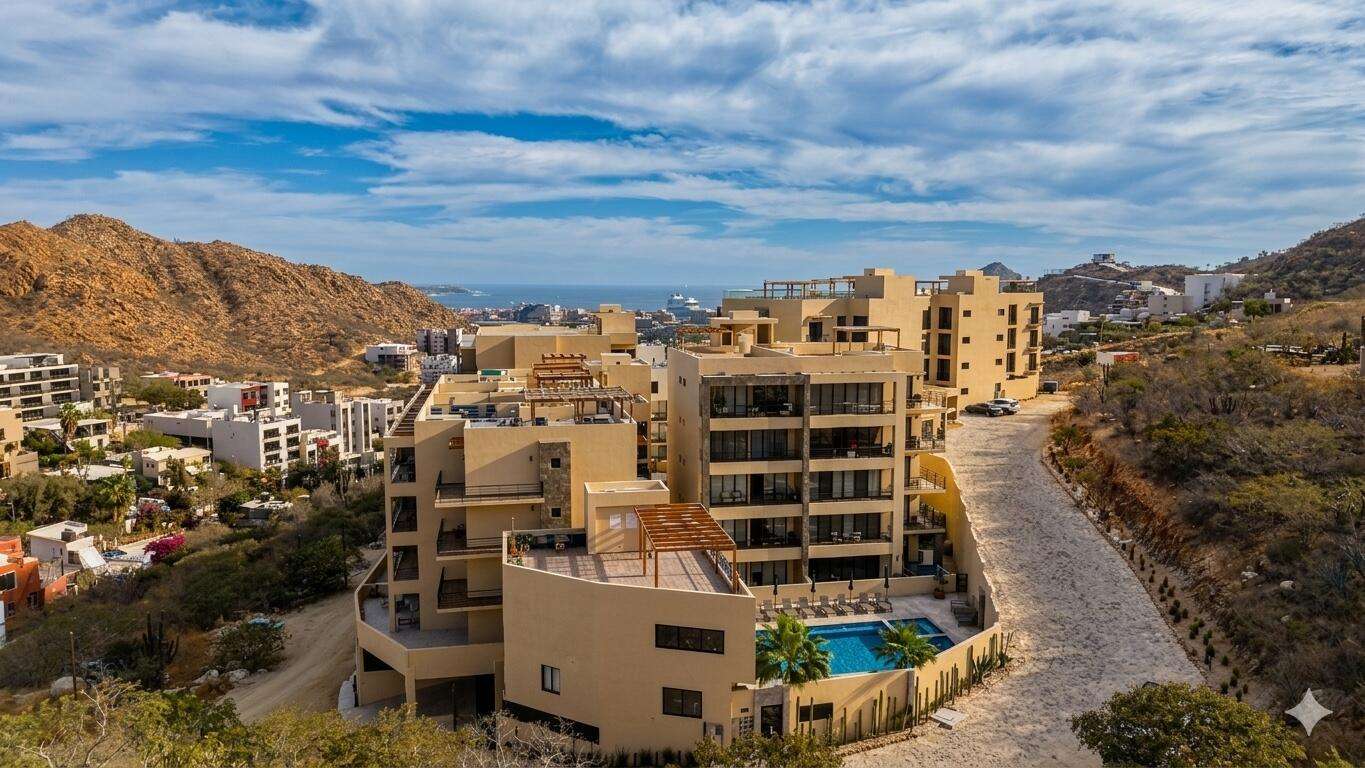 Los Cabos Vista Mare Condo for sale at Vista Mare, Cabo San Lucas, located on the second level with ocean and mountain – ISLA SAN LUIS, Cabo Corridor, BS