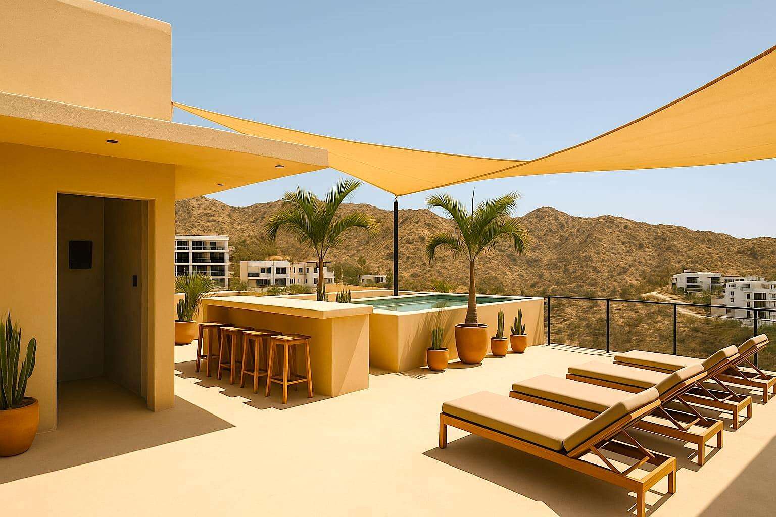 Los Cabos Lomas Del Faro Welcome to Oasis Cabo Living, an upscale boutique community inspired by the natural beauty and relaxed lifestyle of Baja. Located in a sought-after residential neighborhood adjacent to Pedregal, you're just a minute's walk or drive to the marina, Medano Beach, restaurants, shopping, and Cabo's vibrant nightlife.This beautifully designed 2-bedroom, 2-bath residence offers 1,259 sq. ft. (117 m²) of contemporary living space with 9-foot ceilings and expansive floor-to-ceiling retractable glass doors that create seamless indoor-outdoor living. The open-concept floor plan flows onto a spacious private terrace with sweeping ocean and city – 924 Paseo de las Misiones, San Jose del Cabo, BS